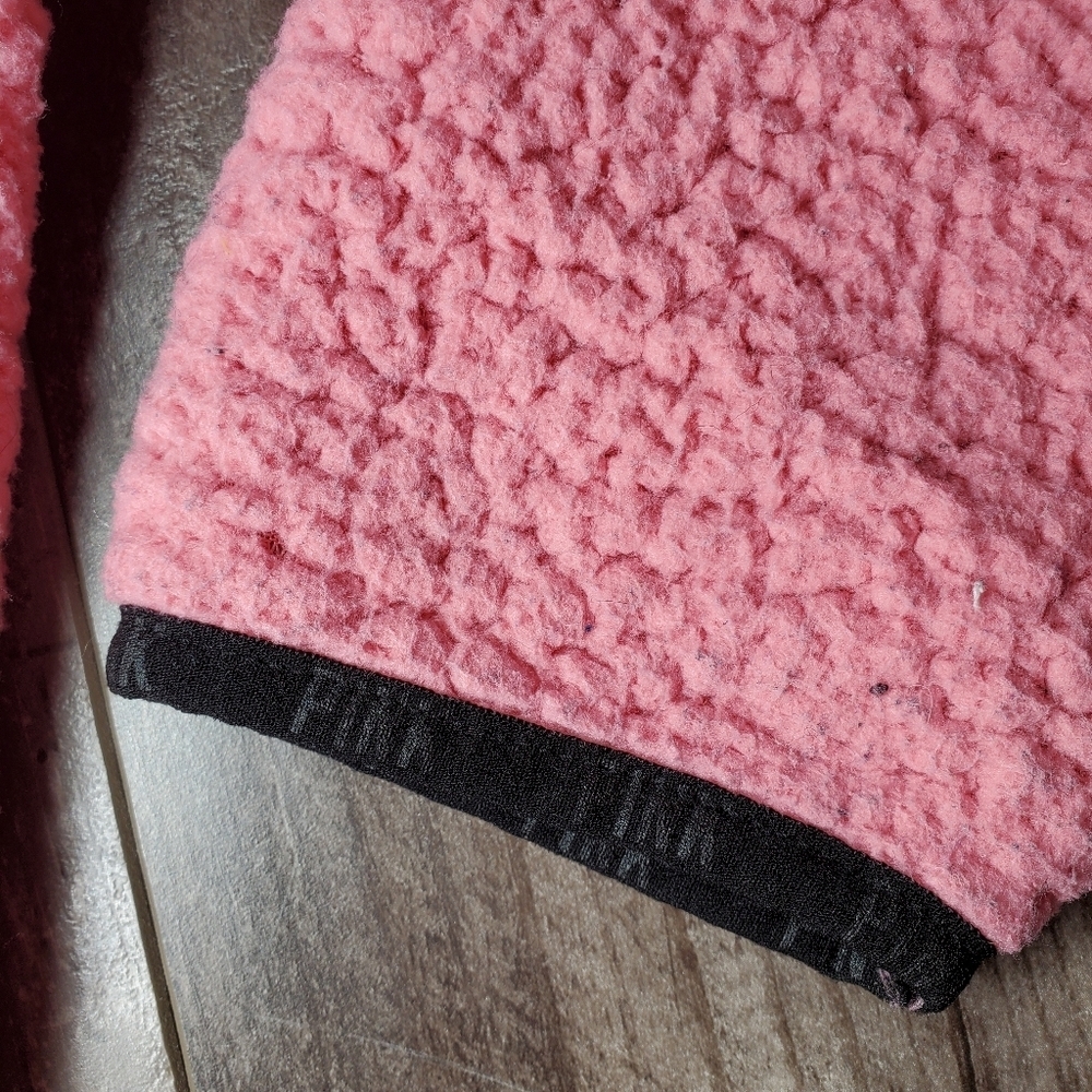 PINK Victoria's Secret Pink Sherpa Quarter Zip Pullover Jacket Campus Winter EUC - Picture 6 of 16